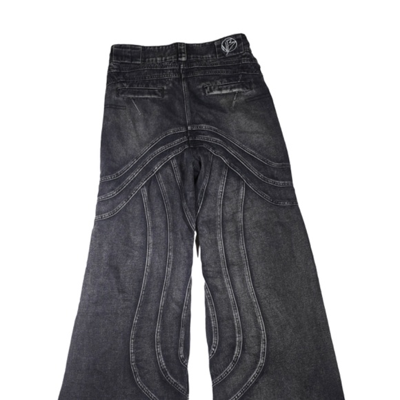 No Faith Studios Heavy Black Wave Wavy Denim Jeans. - Picture 2 of 8